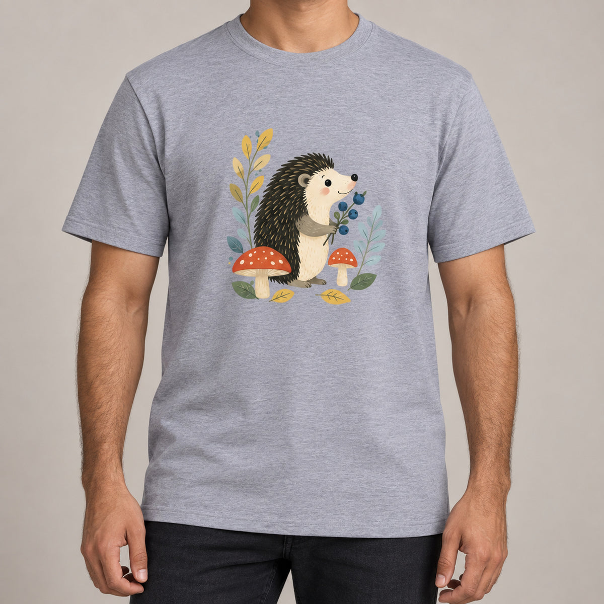 Hedgehog's Berry Harvest Adult Unisex T-shirt - Once Upon a Woodland lead image