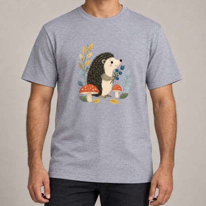 Hedgehog's Berry Harvest Adult Unisex T-shirt - Once Upon a Woodland lead image