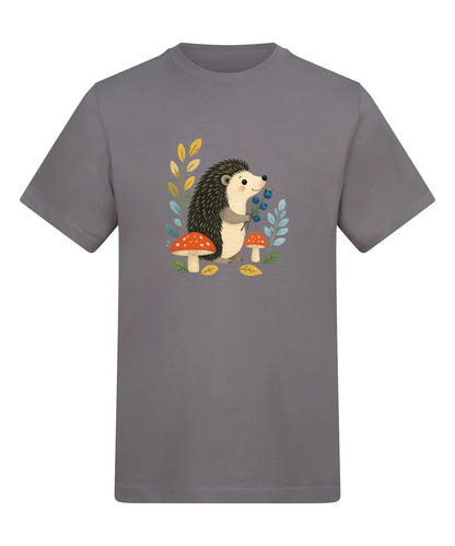 Hedgehog's Berry Harvest Adult Unisex T-shirt - Once Upon a Woodland Dusty Lilac colour variant image