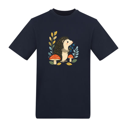 Hedgehog's Berry Harvest Adult Unisex T-shirt - Once Upon a Woodland French Navy colour variant image