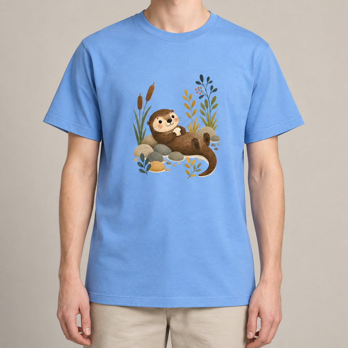 Otter by the Reeds Adult Unisex T-shirt - Once Upon a Woodland lead image