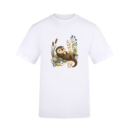 Otter by the Reeds Adult Unisex T-shirt - Once Upon a Woodland Arctic White colour variant image