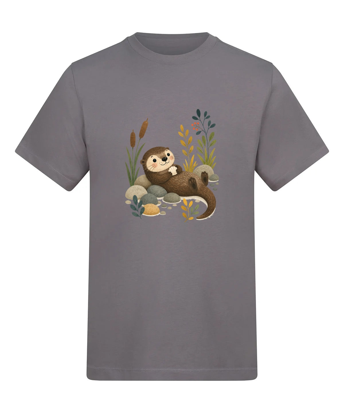 Otter by the Reeds Adult Unisex T-shirt - Once Upon a Woodland Dusty Lilac colour variant image