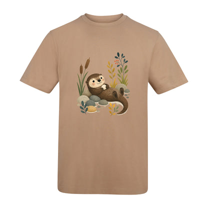 Otter by the Reeds Adult Unisex T-shirt - Once Upon a Woodland Desert Sand colour variant image