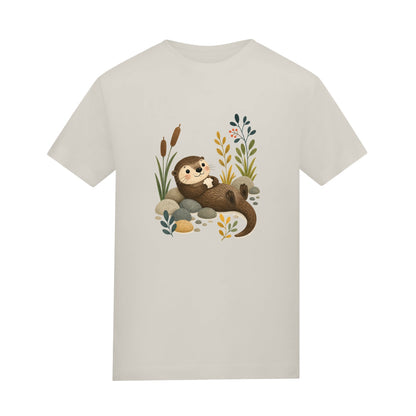 Otter by the Reeds Adult Unisex T-shirt - Once Upon a Woodland Natural Stone colour variant image