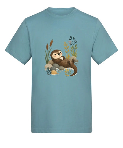 Otter by the Reeds Adult Unisex T-shirt - Once Upon a Woodland Seafoam colour variant image