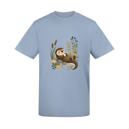 Otter by the Reeds Adult Unisex T-shirt - Once Upon a Woodland Sky Blue colour variant image