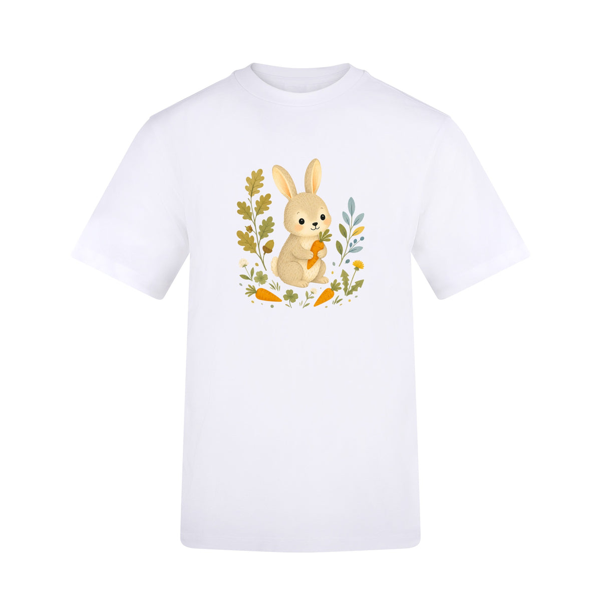 Rabbit's Carrot Patch Adult Unisex T-shirt - Once Upon a Woodland Arctic White colour variant image