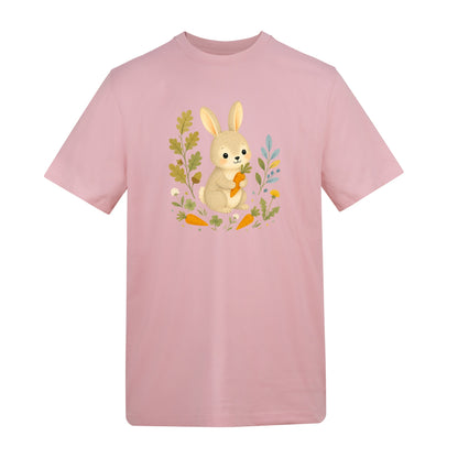 Rabbit's Carrot Patch Adult Unisex T-shirt - Once Upon a Woodland Baby Pink colour variant image