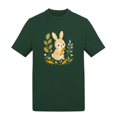 Rabbit's Carrot Patch Adult Unisex T-shirt - Once Upon a Woodland Bottle Green colour variant image