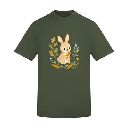Rabbit's Carrot Patch Adult Unisex T-shirt - Once Upon a Woodland Earthy Green colour variant image
