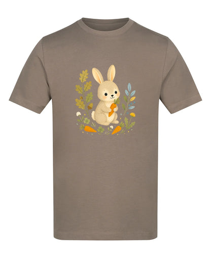 Rabbit's Carrot Patch Adult Unisex T-shirt - Once Upon a Woodland Mocha Brown colour variant image