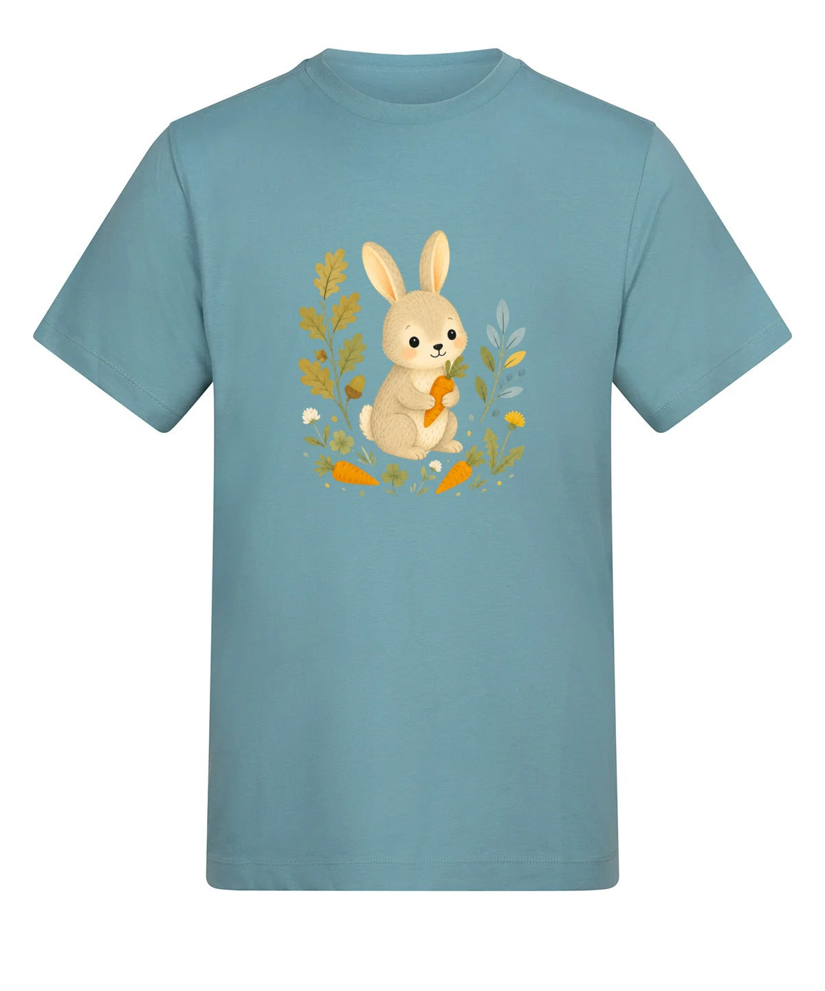 Rabbit's Carrot Patch Adult Unisex T-shirt - Once Upon a Woodland Seafoam colour variant image