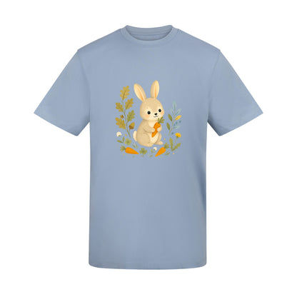 Rabbit's Carrot Patch Adult Unisex T-shirt - Once Upon a Woodland Sky Blue colour variant image