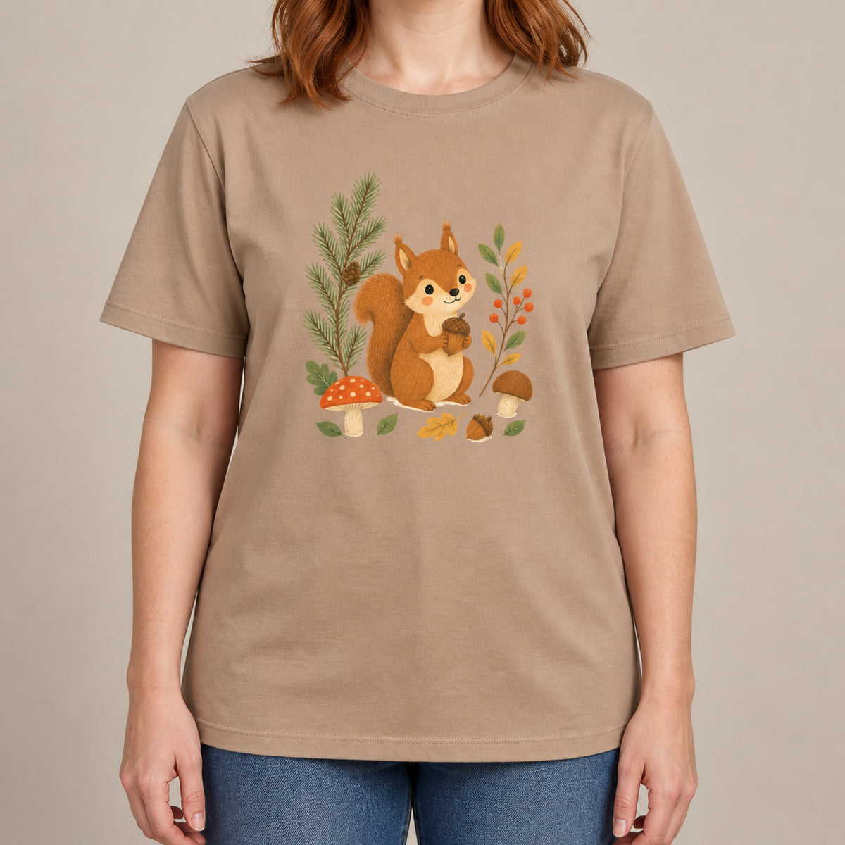 Squirrel's Autumn Store Adult Unisex T-shirt - Once Upon a Woodland lead image