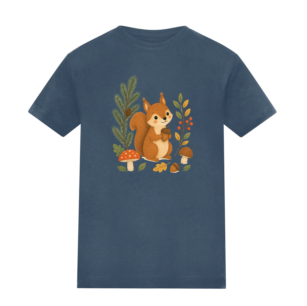 Squirrel's Autumn Store Adult Unisex T-shirt - Once Upon a Woodland Airforce Blue colour variant image