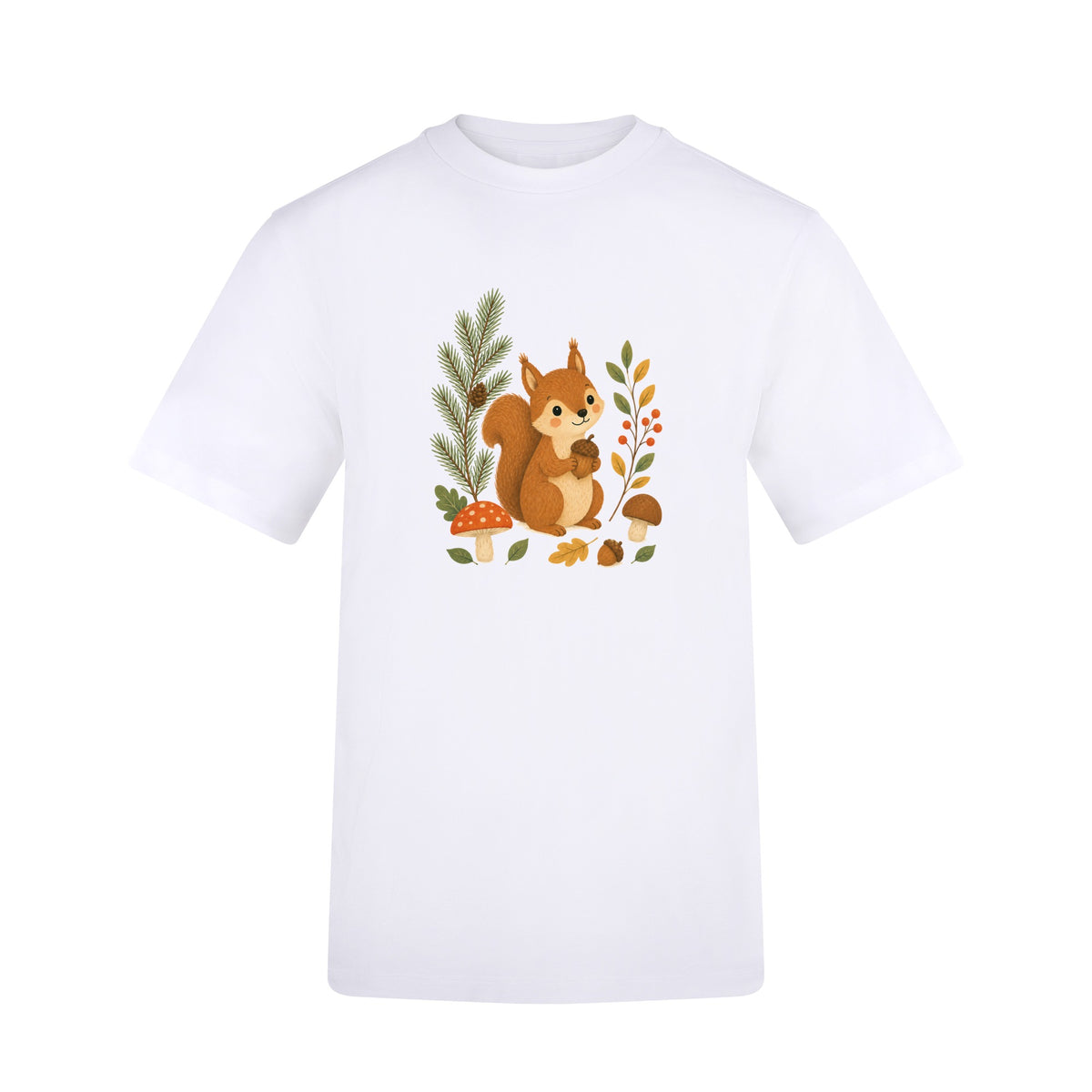 Squirrel's Autumn Store Adult Unisex T-shirt - Once Upon a Woodland Arctic White colour variant image