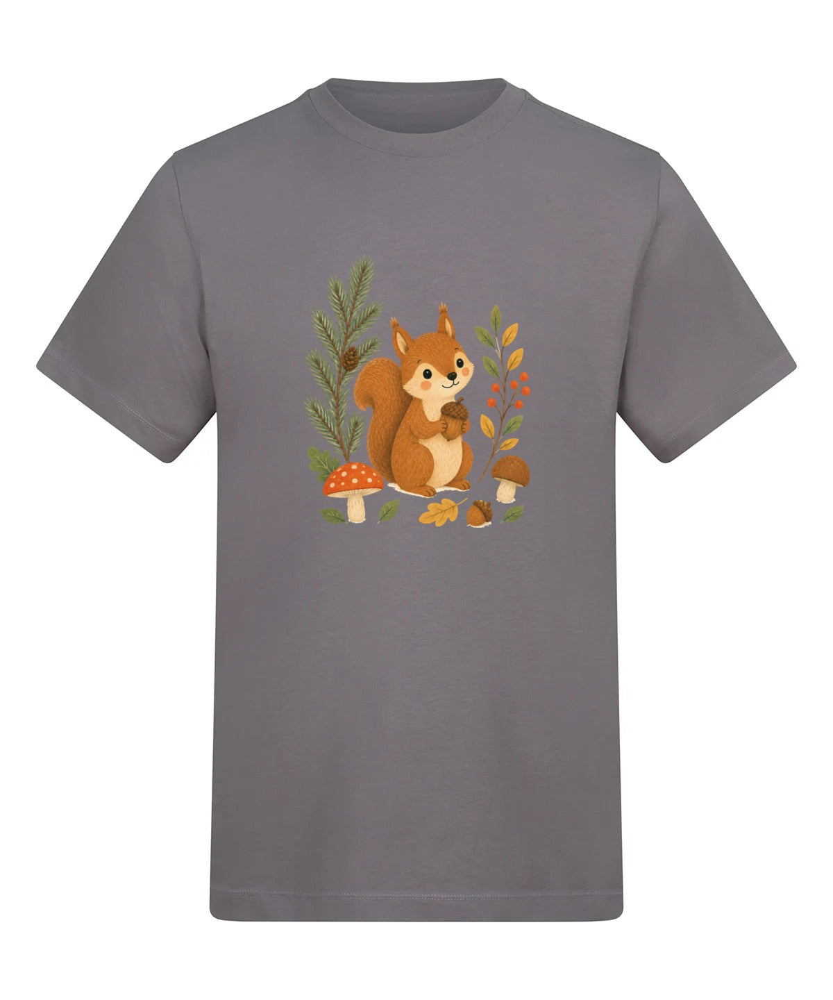 Squirrel's Autumn Store Adult Unisex T-shirt - Once Upon a Woodland Dusty Lilac colour variant image