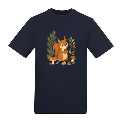 Squirrel's Autumn Store Adult Unisex T-shirt - Once Upon a Woodland French Navy colour variant image