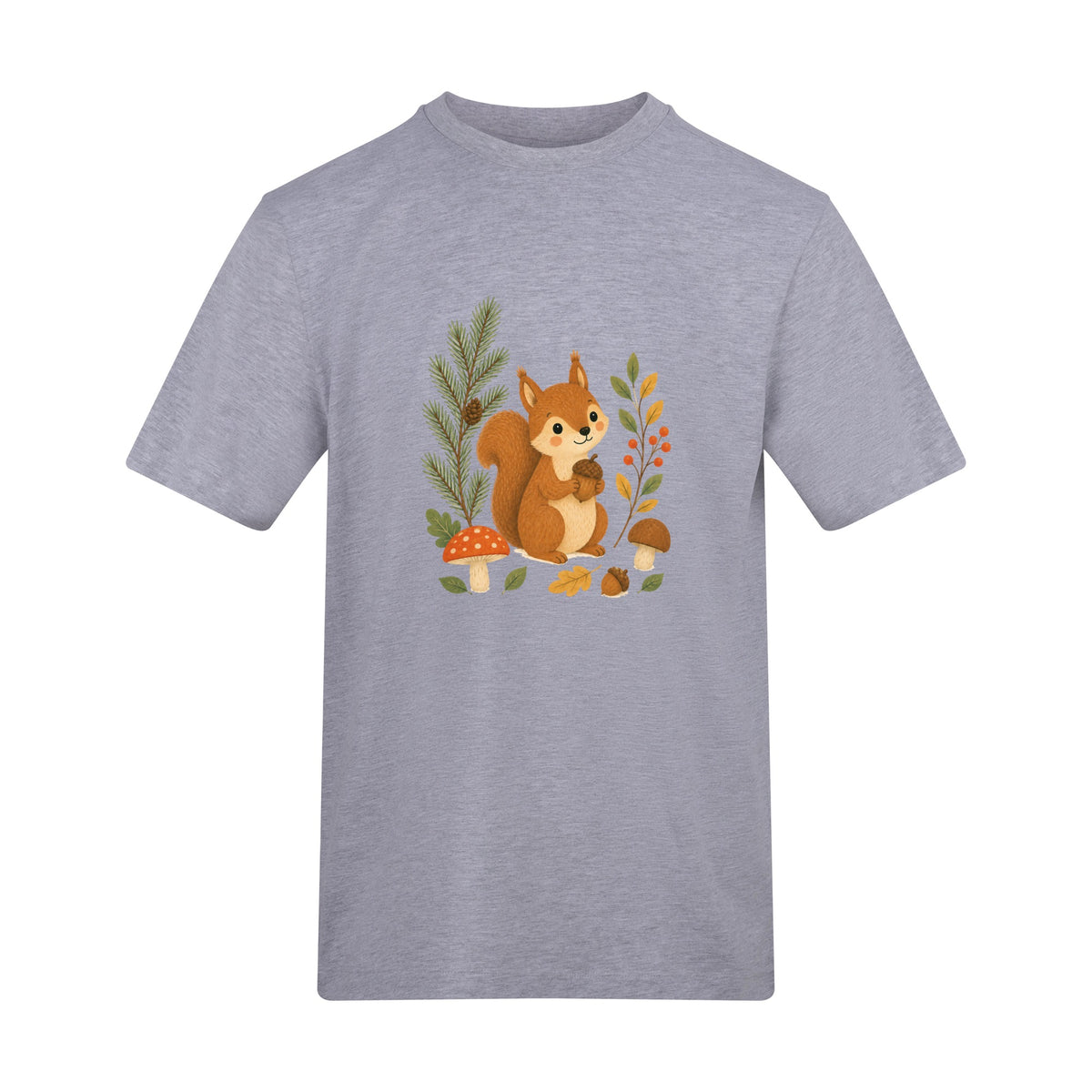 Squirrel's Autumn Store Adult Unisex T-shirt - Once Upon a Woodland Heather Grey colour variant image