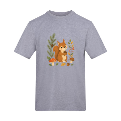 Squirrel's Autumn Store Adult Unisex T-shirt - Once Upon a Woodland Heather Grey colour variant image