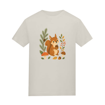 Squirrel's Autumn Store Adult Unisex T-shirt - Once Upon a Woodland Natural Stone colour variant image