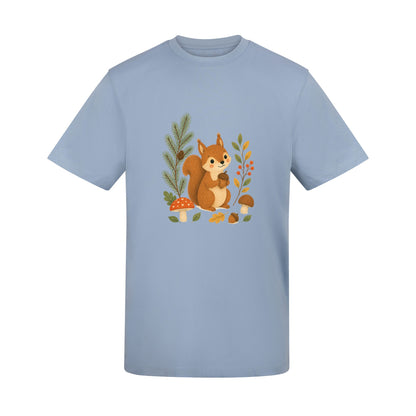Squirrel's Autumn Store Adult Unisex T-shirt - Once Upon a Woodland Sky Blue colour variant image