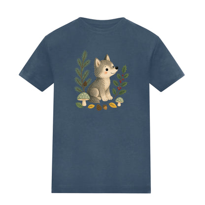 Wolf in the Winter Wood Adult Unisex T-shirt - Once Upon a Woodland Airforce Blue colour variant image