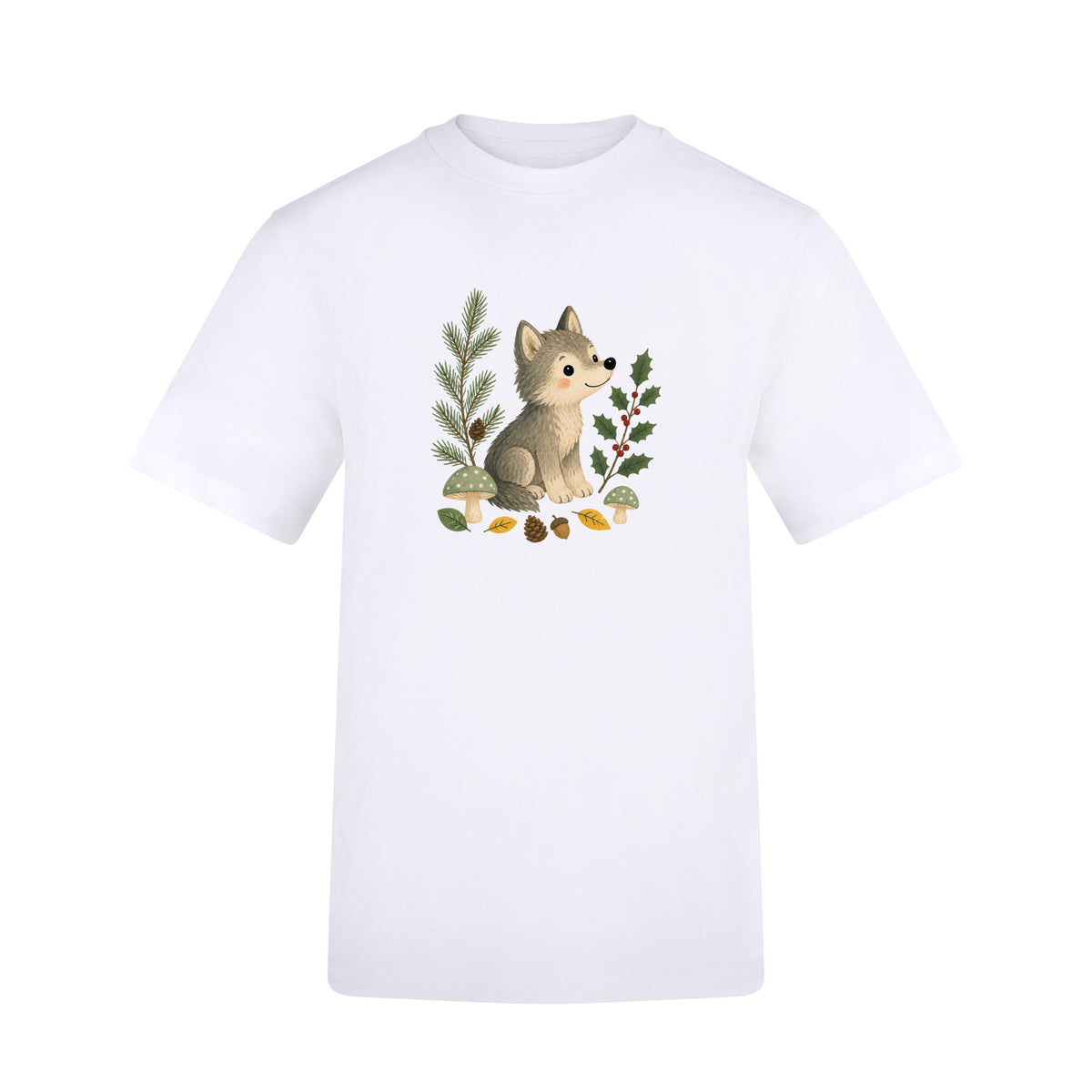 Wolf in the Winter Wood Adult Unisex T-shirt - Once Upon a Woodland Arctic White colour variant image