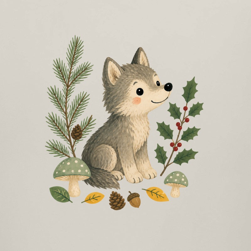 Wolf in the Winter Wood Adult Unisex T-shirt - Once Upon a Woodland gallery image 2