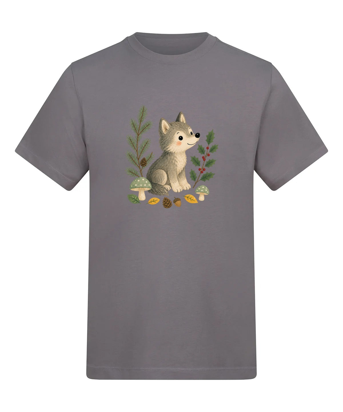Wolf in the Winter Wood Adult Unisex T-shirt - Once Upon a Woodland Dusty Lilac colour variant image