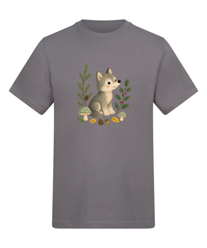 Wolf in the Winter Wood Adult Unisex T-shirt - Once Upon a Woodland Dusty Lilac colour variant image