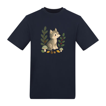 Wolf in the Winter Wood Adult Unisex T-shirt - Once Upon a Woodland French Navy colour variant image