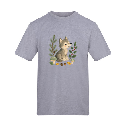Wolf in the Winter Wood Adult Unisex T-shirt - Once Upon a Woodland Heather Grey colour variant image