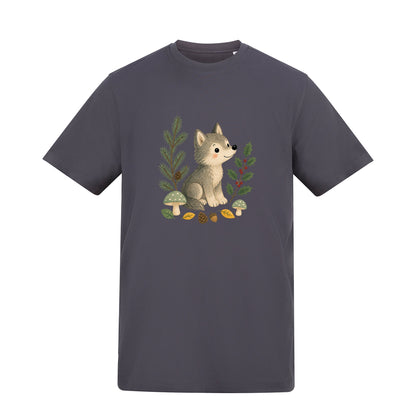 Wolf in the Winter Wood Adult Unisex T-shirt - Once Upon a Woodland Solid Charcoal colour variant image