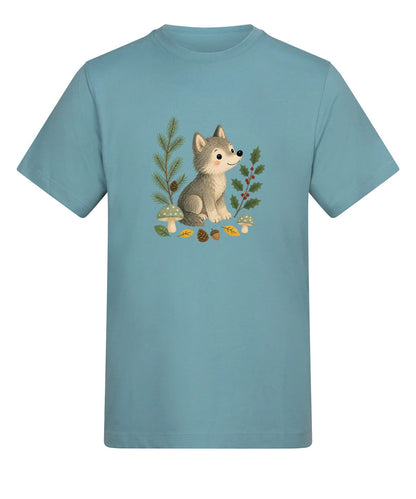 Wolf in the Winter Wood Adult Unisex T-shirt - Once Upon a Woodland Seafoam colour variant image
