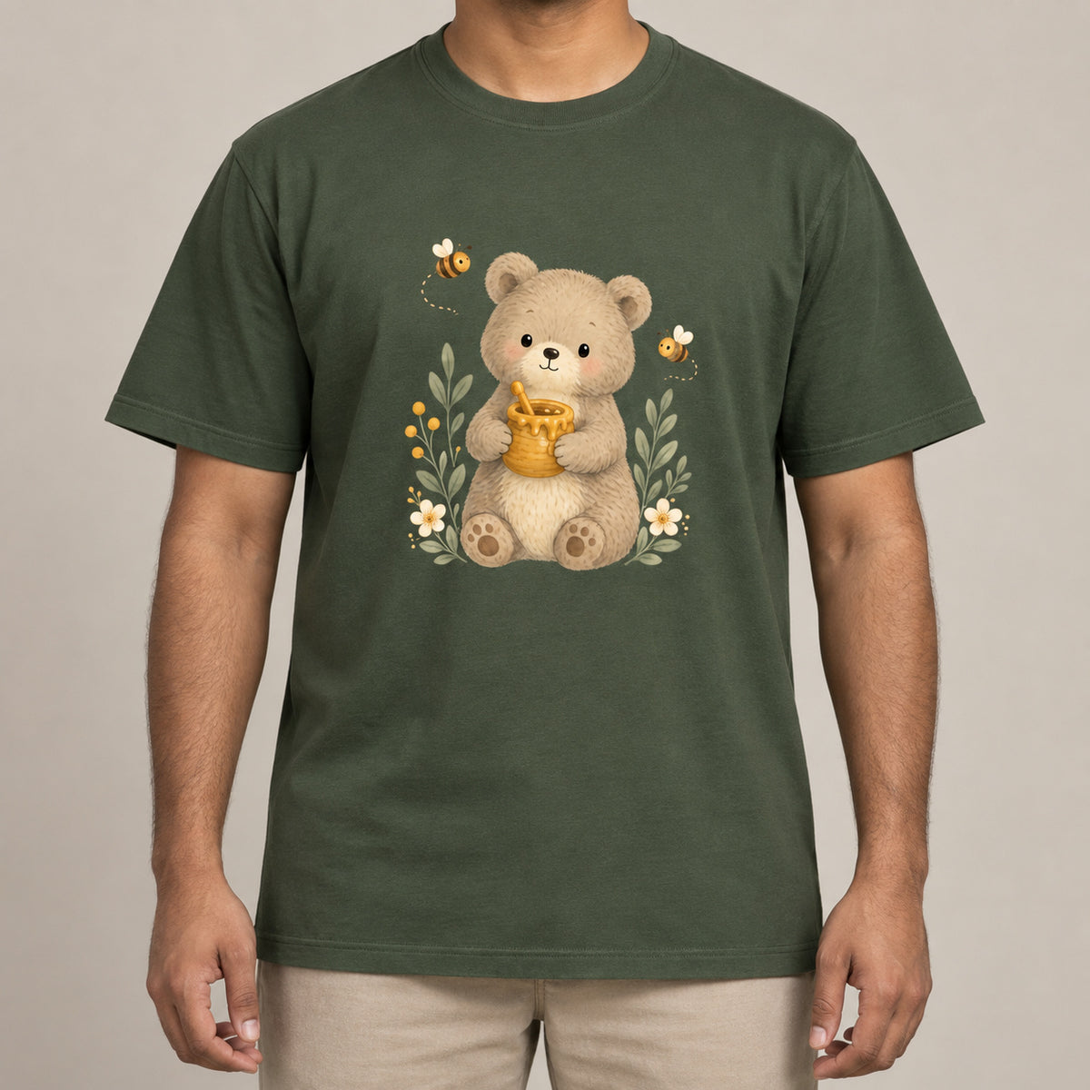Bear and the Honey Bees Adult Unisex T-shirt - Once Upon a Woodland lead image