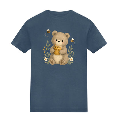 Bear and the Honey Bees Adult Unisex T-shirt - Once Upon a Woodland Airforce Blue colour variant image