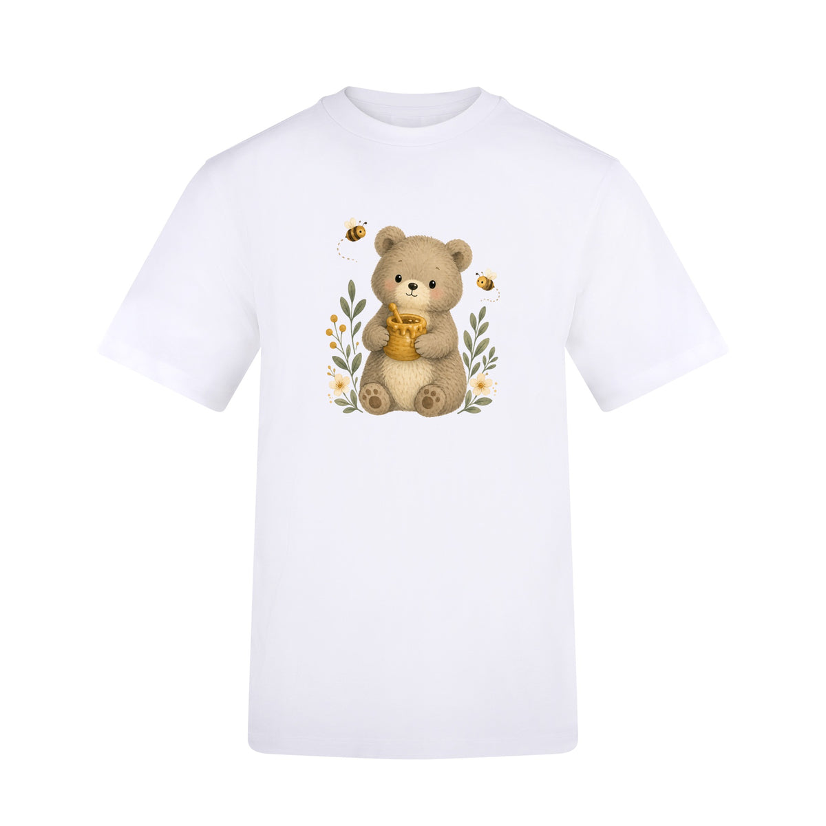 Bear and the Honey Bees Adult Unisex T-shirt - Once Upon a Woodland Arctic White colour variant image