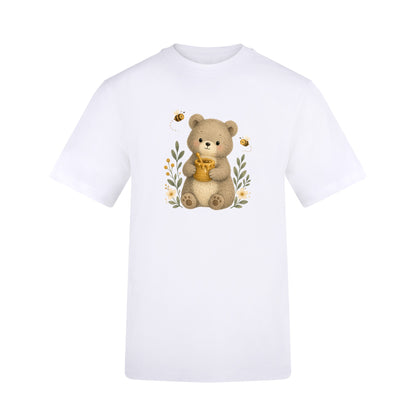 Bear and the Honey Bees Adult Unisex T-shirt - Once Upon a Woodland Arctic White colour variant image