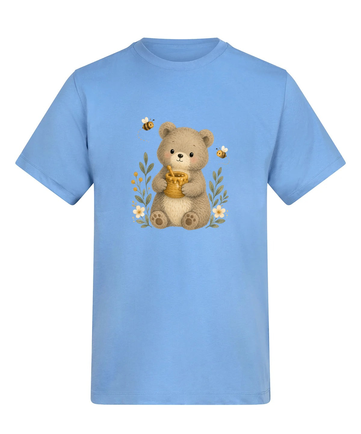 Bear and the Honey Bees Adult Unisex T-shirt - Once Upon a Woodland Cornflower Blue colour variant image