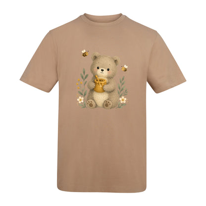 Bear and the Honey Bees Adult Unisex T-shirt - Once Upon a Woodland Desert Sand colour variant image