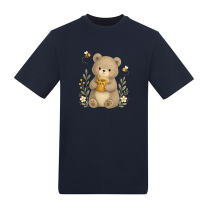 Bear and the Honey Bees Adult Unisex T-shirt - Once Upon a Woodland French Navy colour variant image