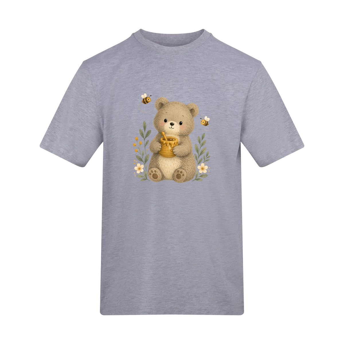 Bear and the Honey Bees Adult Unisex T-shirt - Once Upon a Woodland Heather Grey colour variant image