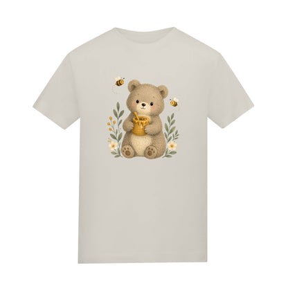 Bear and the Honey Bees Adult Unisex T-shirt - Once Upon a Woodland Natural Stone colour variant image