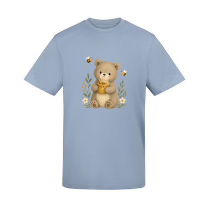 Bear and the Honey Bees Adult Unisex T-shirt - Once Upon a Woodland Sky Blue colour variant image