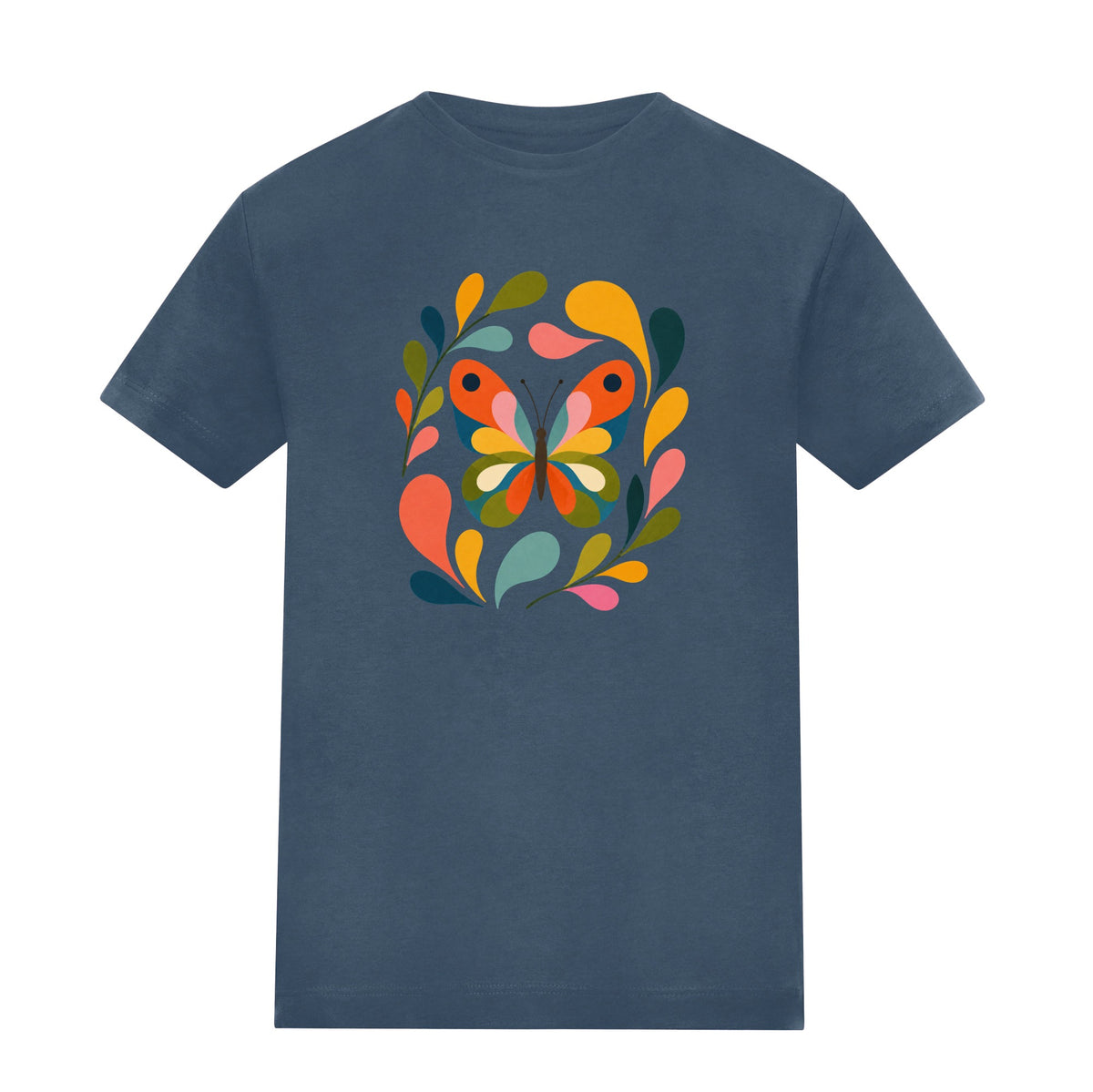 Wings in Bloom Adult Unisex T-shirt - Freeform Fauna Range Airforce Blue colour variant image