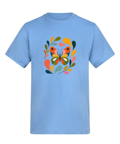 Wings in Bloom Adult Unisex T-shirt - Freeform Fauna Range Cornflower Blue colour variant image
