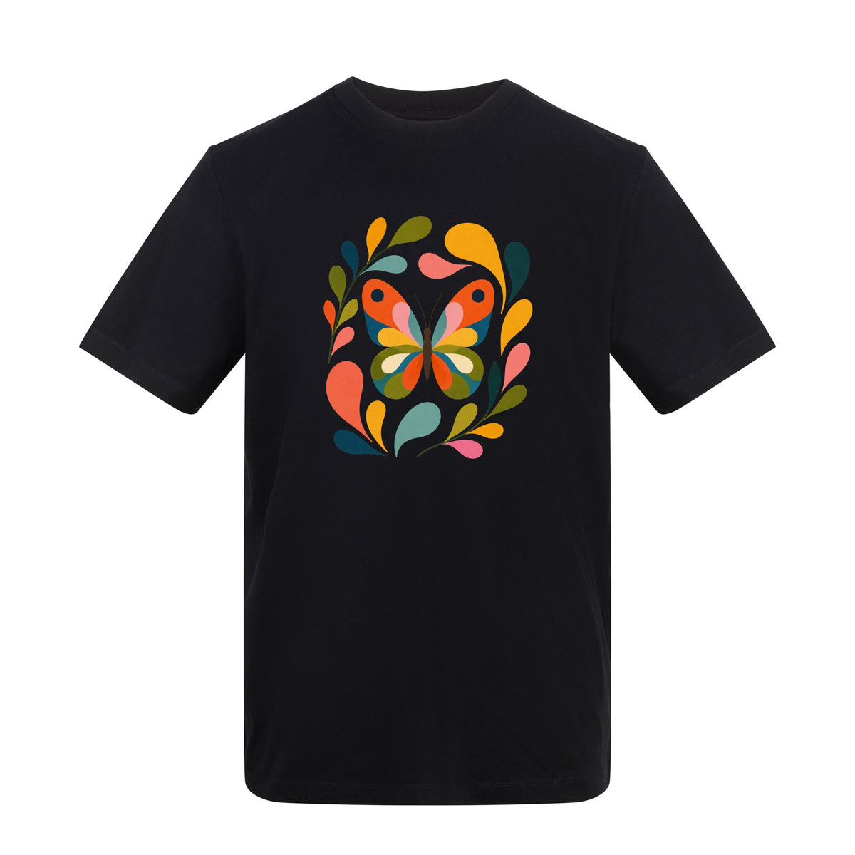 Wings in Bloom Adult Unisex T-shirt - Freeform Fauna Range Deep Black colour variant image