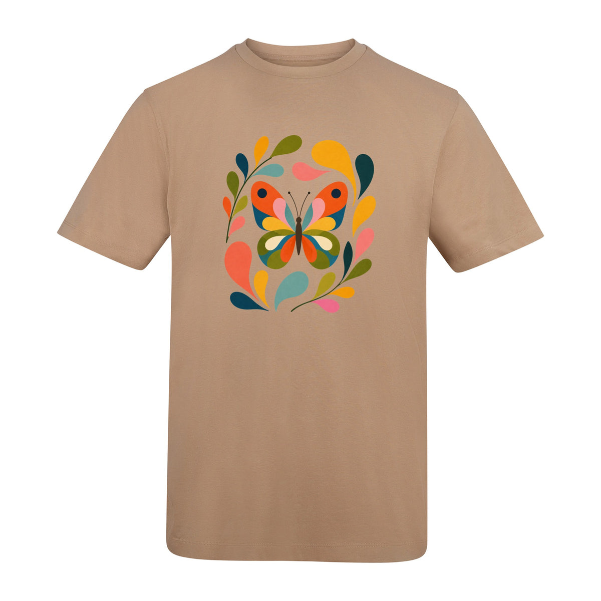 Wings in Bloom Adult Unisex T-shirt - Freeform Fauna Range Desert Sand colour variant image